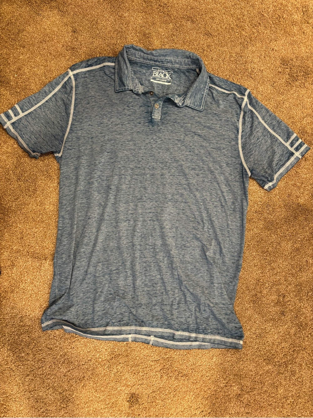 Buckle Blue Heathered Polo with Contrast Trim